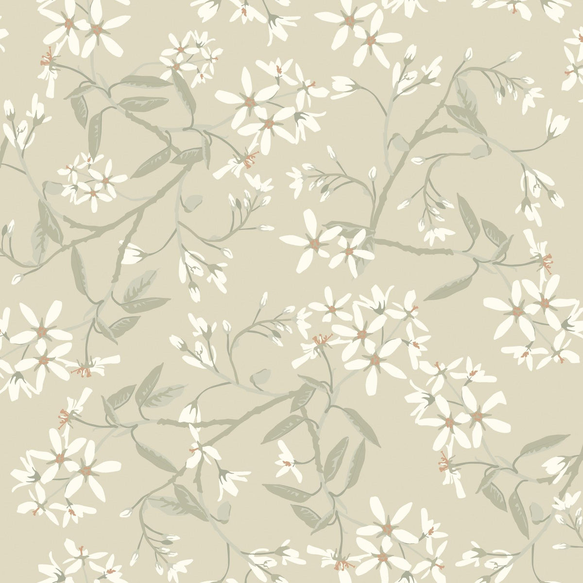 A-Street Prints Paradis Beige Bouquet Toss Wallpaper