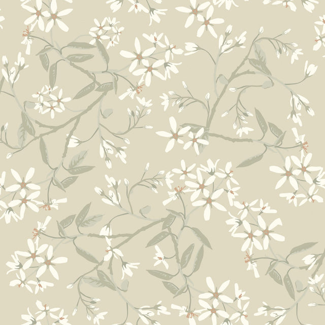 A-Street Prints Paradis Beige Bouquet Toss Wallpaper