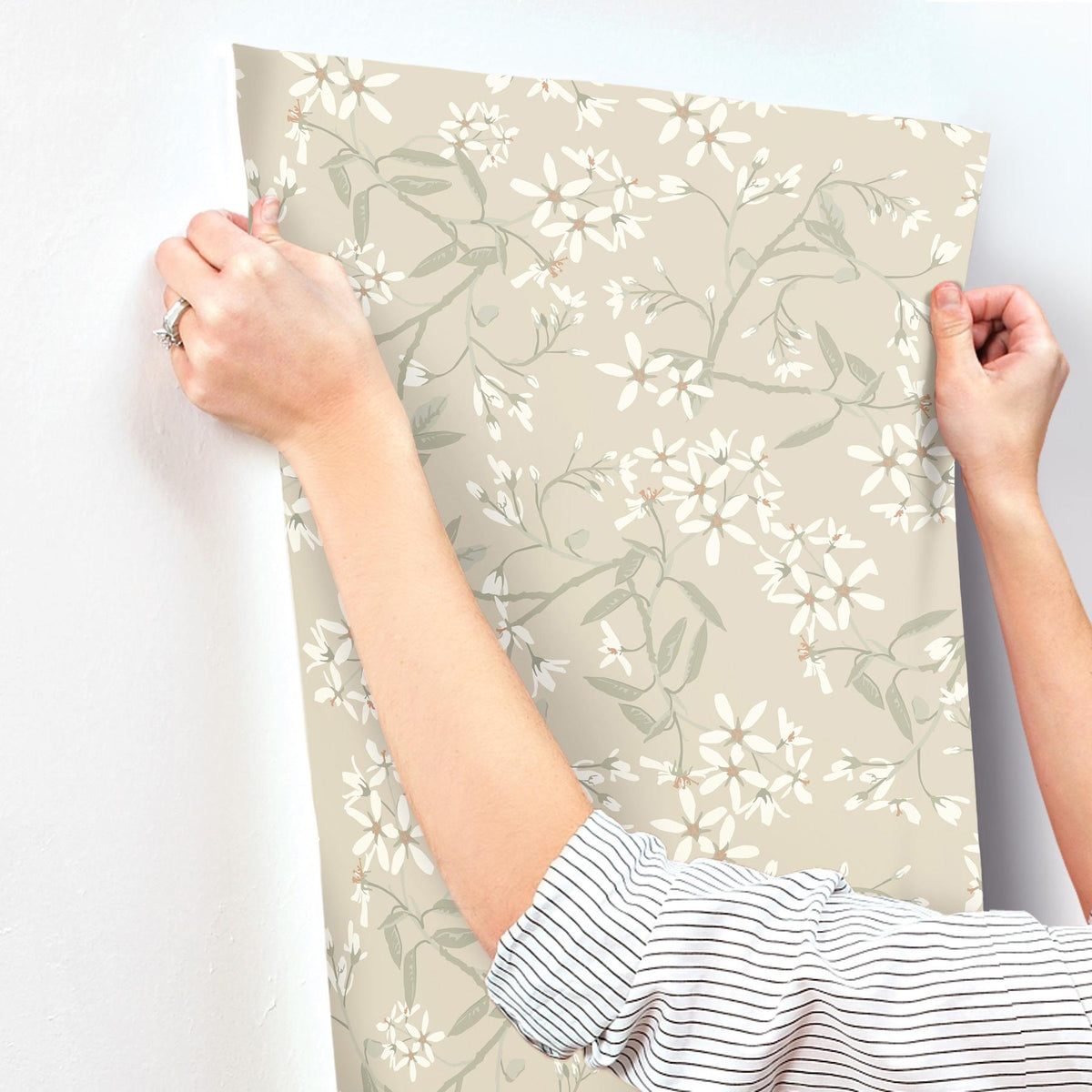 A-Street Prints Paradis Beige Bouquet Toss Wallpaper
