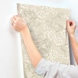 A-Street Prints Paradis Beige Bouquet Toss Wallpaper