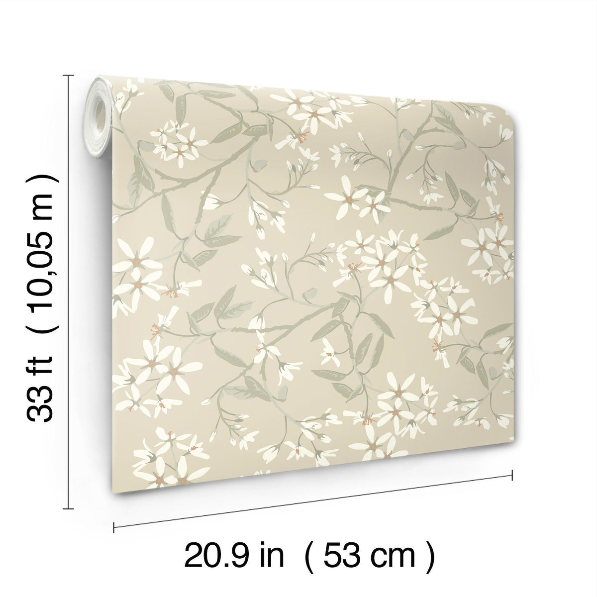 A-Street Prints Paradis Beige Bouquet Toss Wallpaper