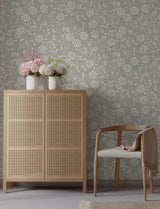 A-Street Prints Paradis Slate Bouquet Toss Wallpaper