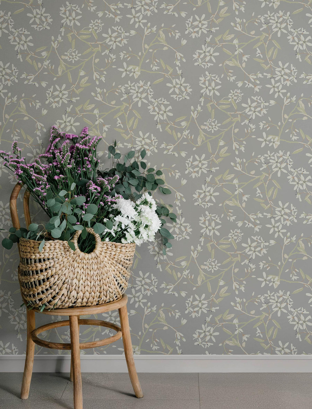 A-Street Prints Paradis Slate Bouquet Toss Wallpaper