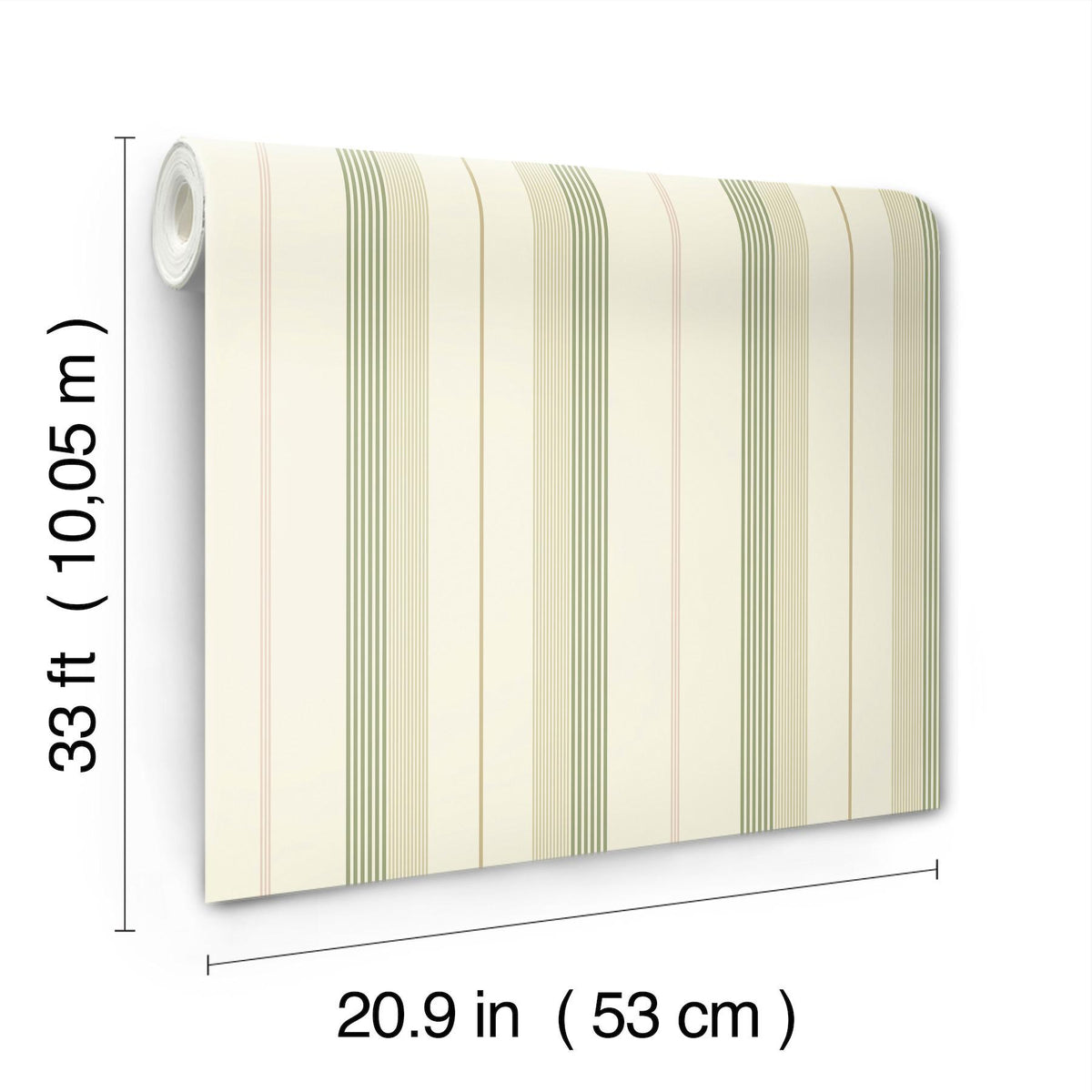 A-Street Prints Herrgård Green Stripe Wallpaper