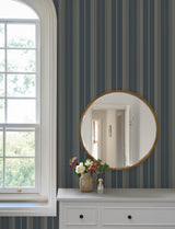 A-Street Prints Herrgård Navy Stripe Wallpaper
