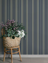 A-Street Prints Herrgård Navy Stripe Wallpaper