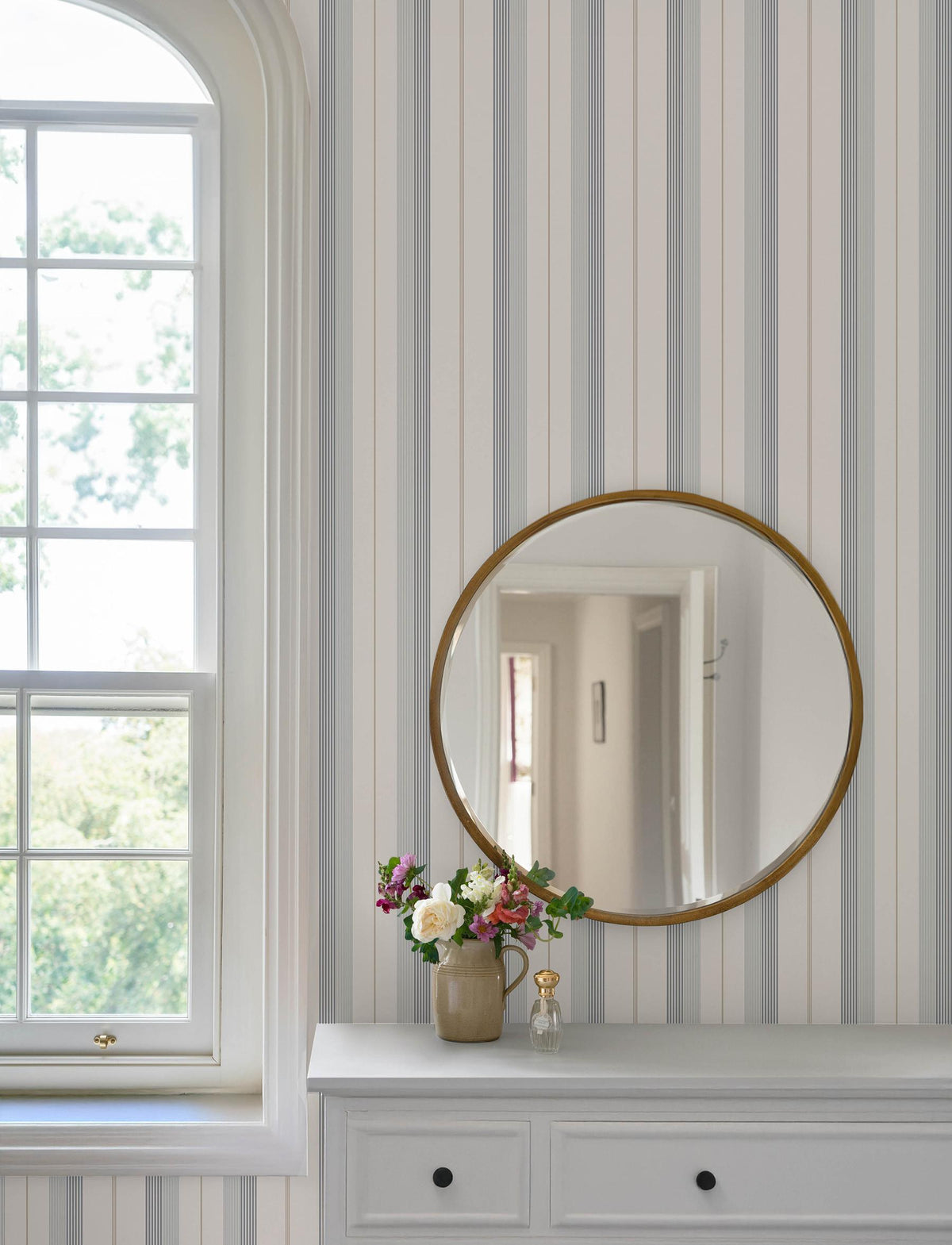 A-Street Prints Herrgård Light Blue Stripe Wallpaper