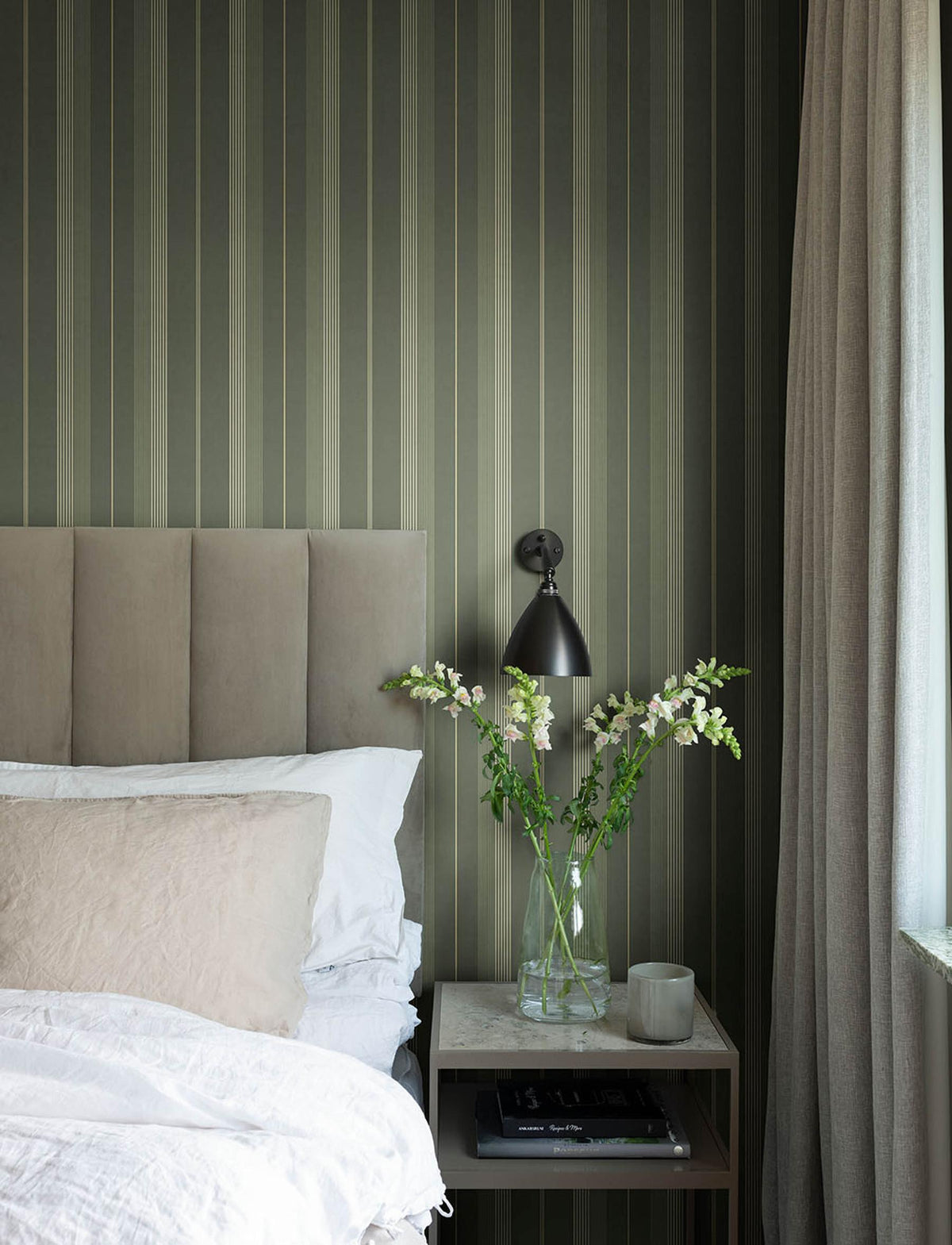 A-Street Prints Herrgård Evergreen Stripe Wallpaper