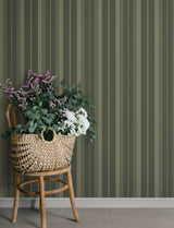 A-Street Prints Herrgård Evergreen Stripe Wallpaper