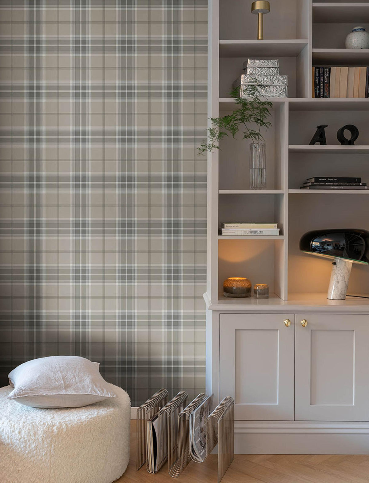 A-Street Prints Emma Grey Plaid Wallpaper