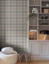 A-Street Prints Emma Grey Plaid Wallpaper