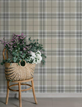 A-Street Prints Emma Grey Plaid Wallpaper
