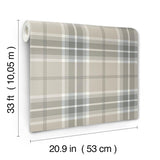 A-Street Prints Emma Grey Plaid Wallpaper