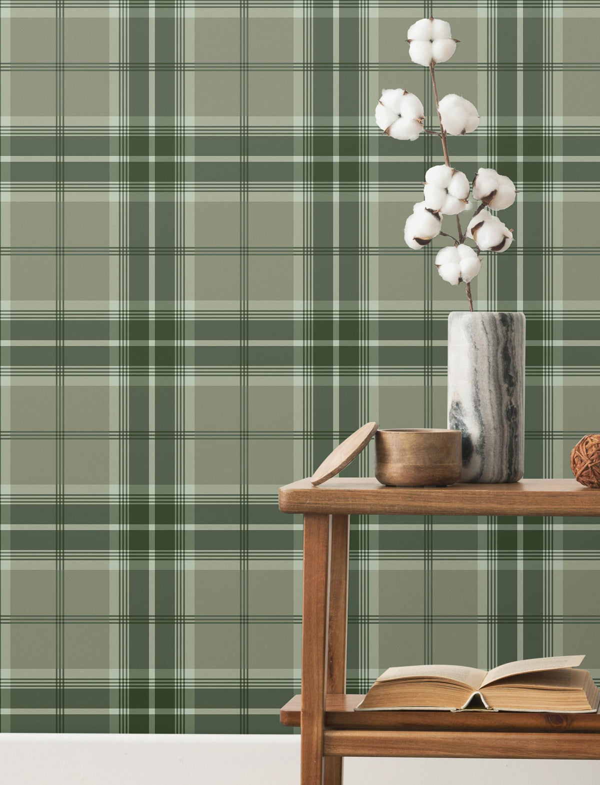A-Street Prints Emma Evergreen Plaid Wallpaper