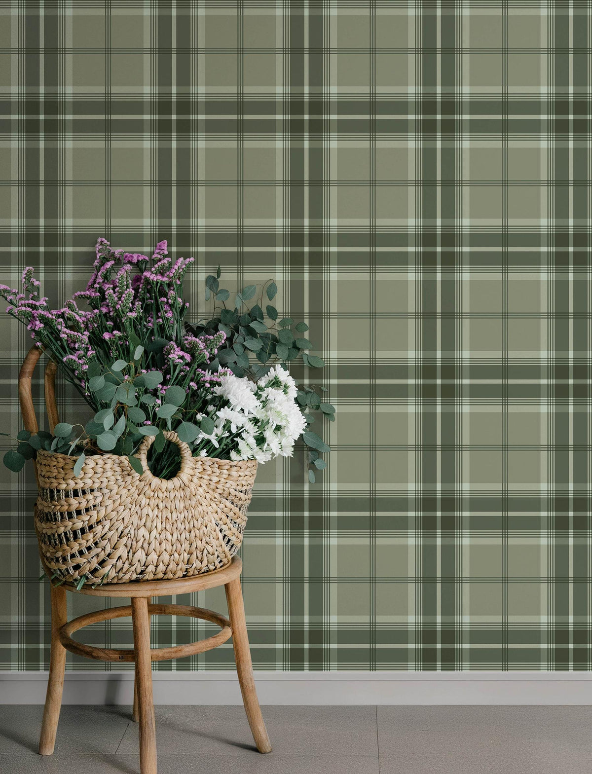 A-Street Prints Emma Evergreen Plaid Wallpaper
