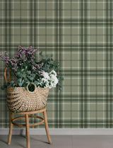 A-Street Prints Emma Evergreen Plaid Wallpaper