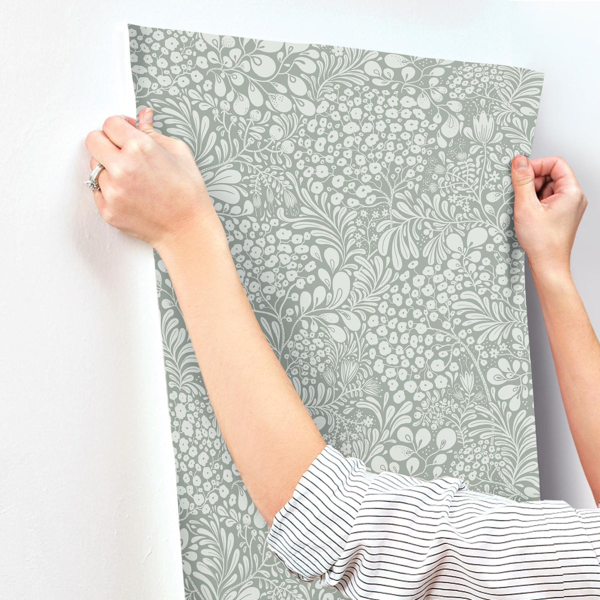 A-Street Prints Siv Slate Botanical Wallpaper