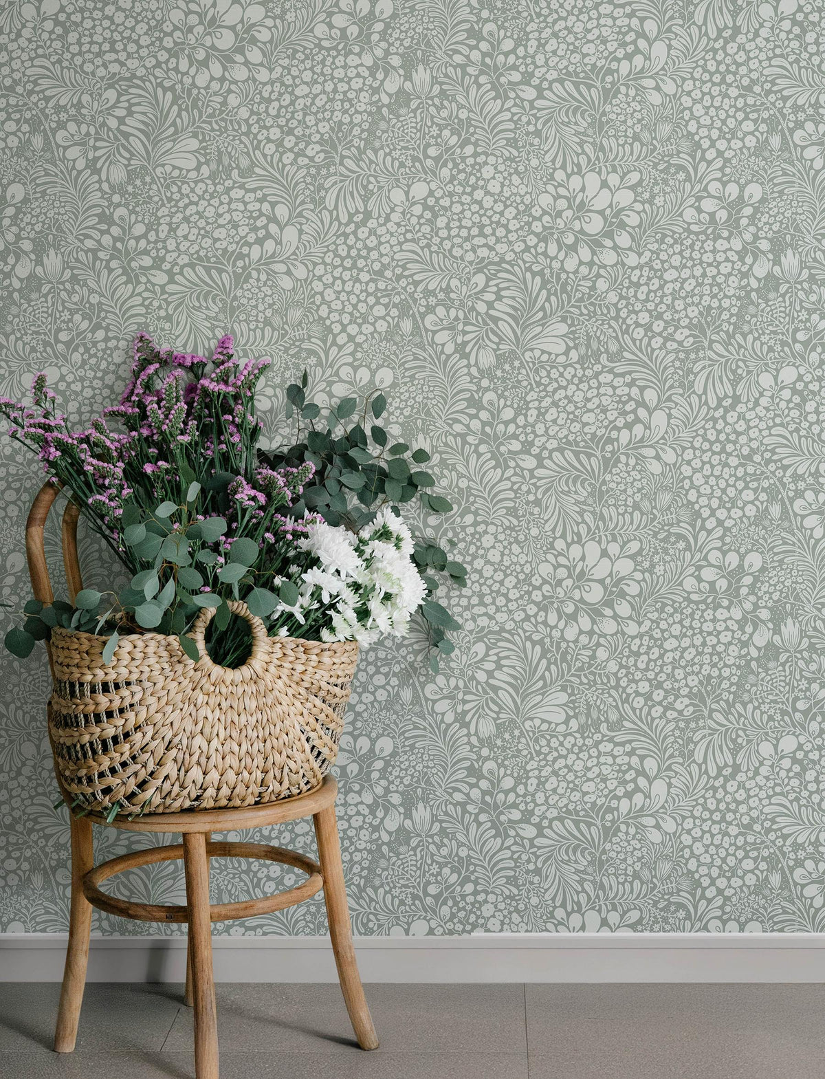 A-Street Prints Siv Slate Botanical Wallpaper