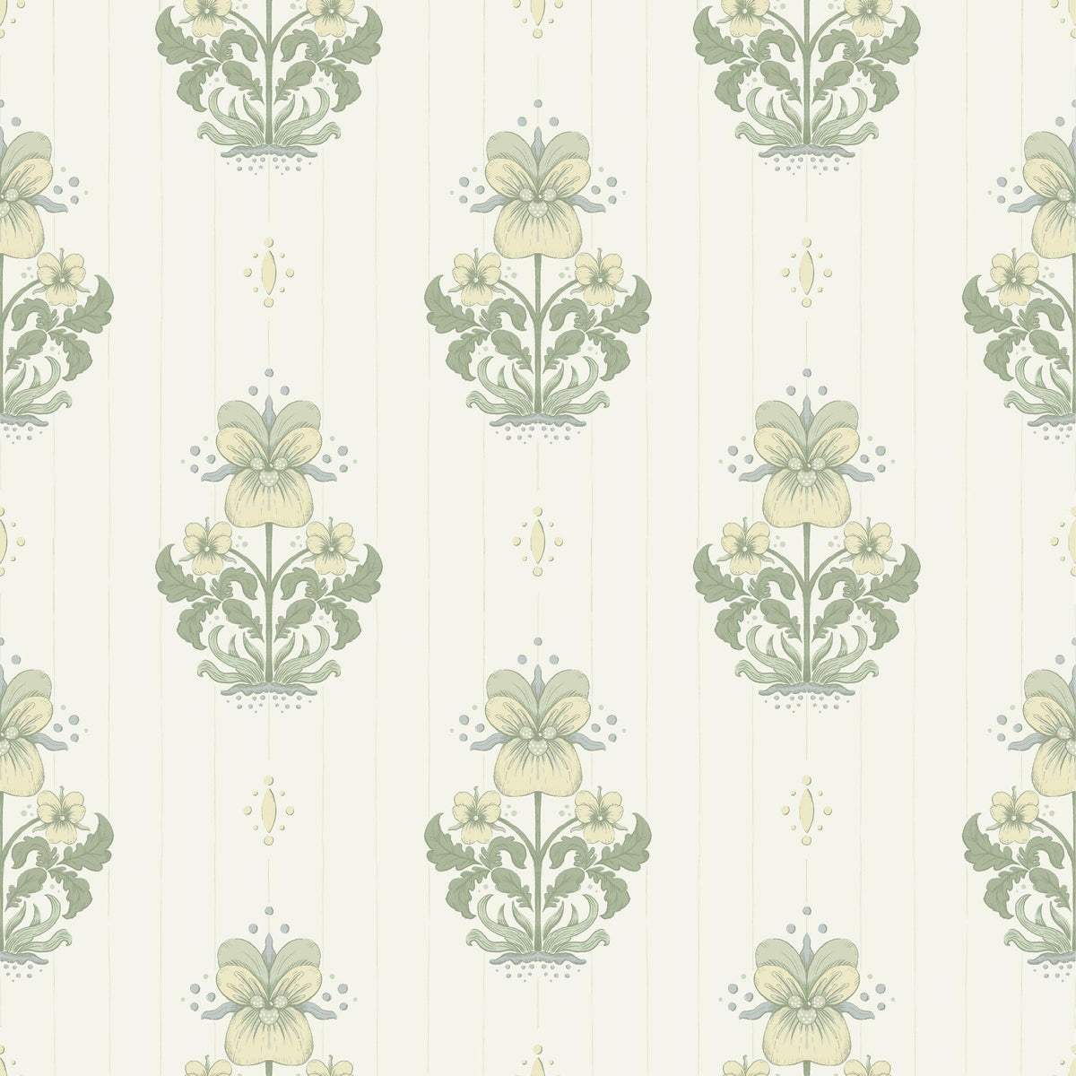 A-Street Prints Gullvie White Pansies Wallpaper