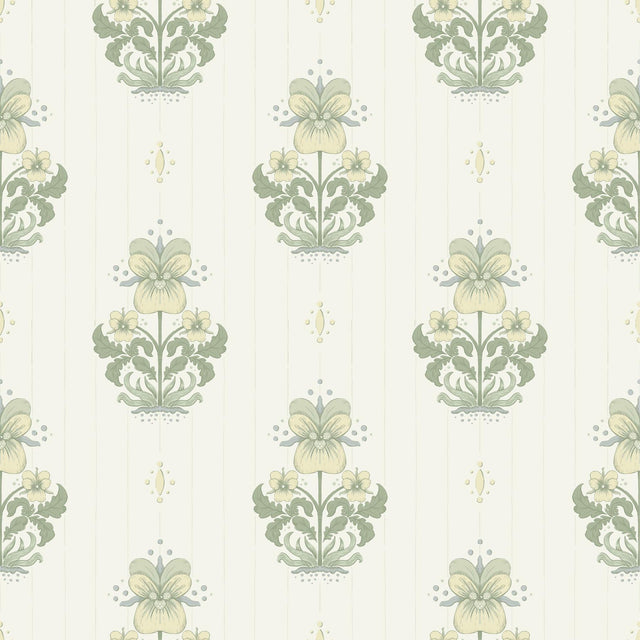A-Street Prints Gullvie White Pansies Wallpaper