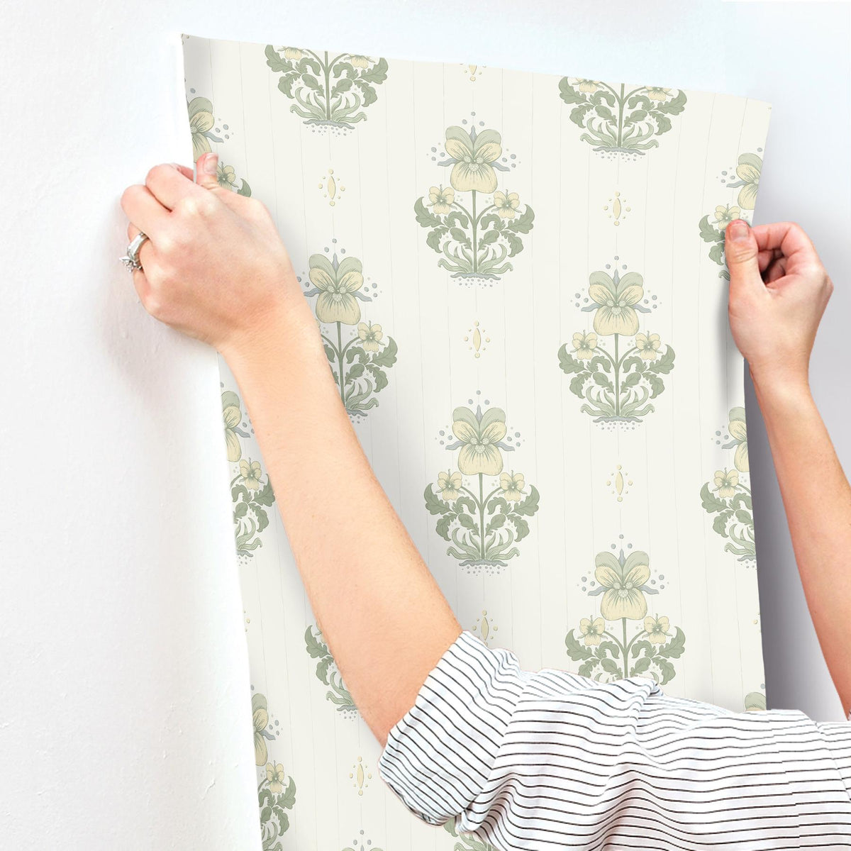 A-Street Prints Gullvie White Pansies Wallpaper