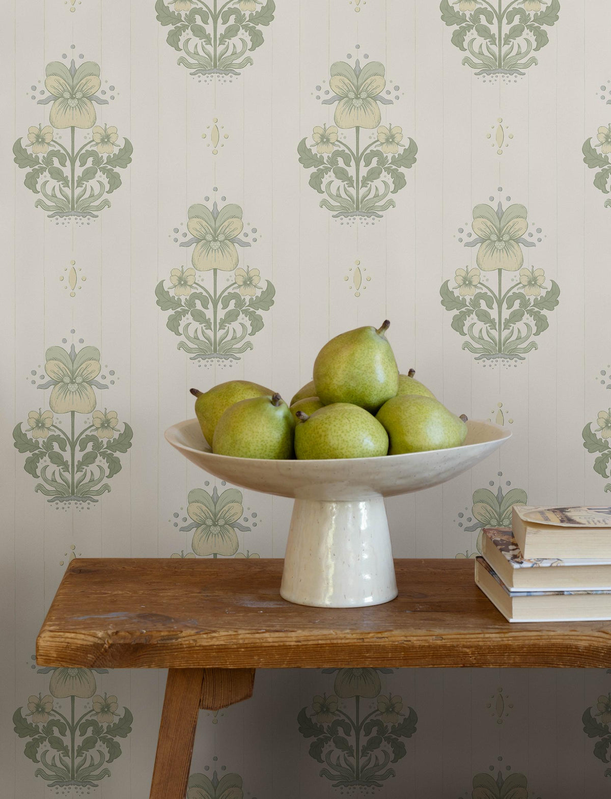 A-Street Prints Gullvie White Pansies Wallpaper
