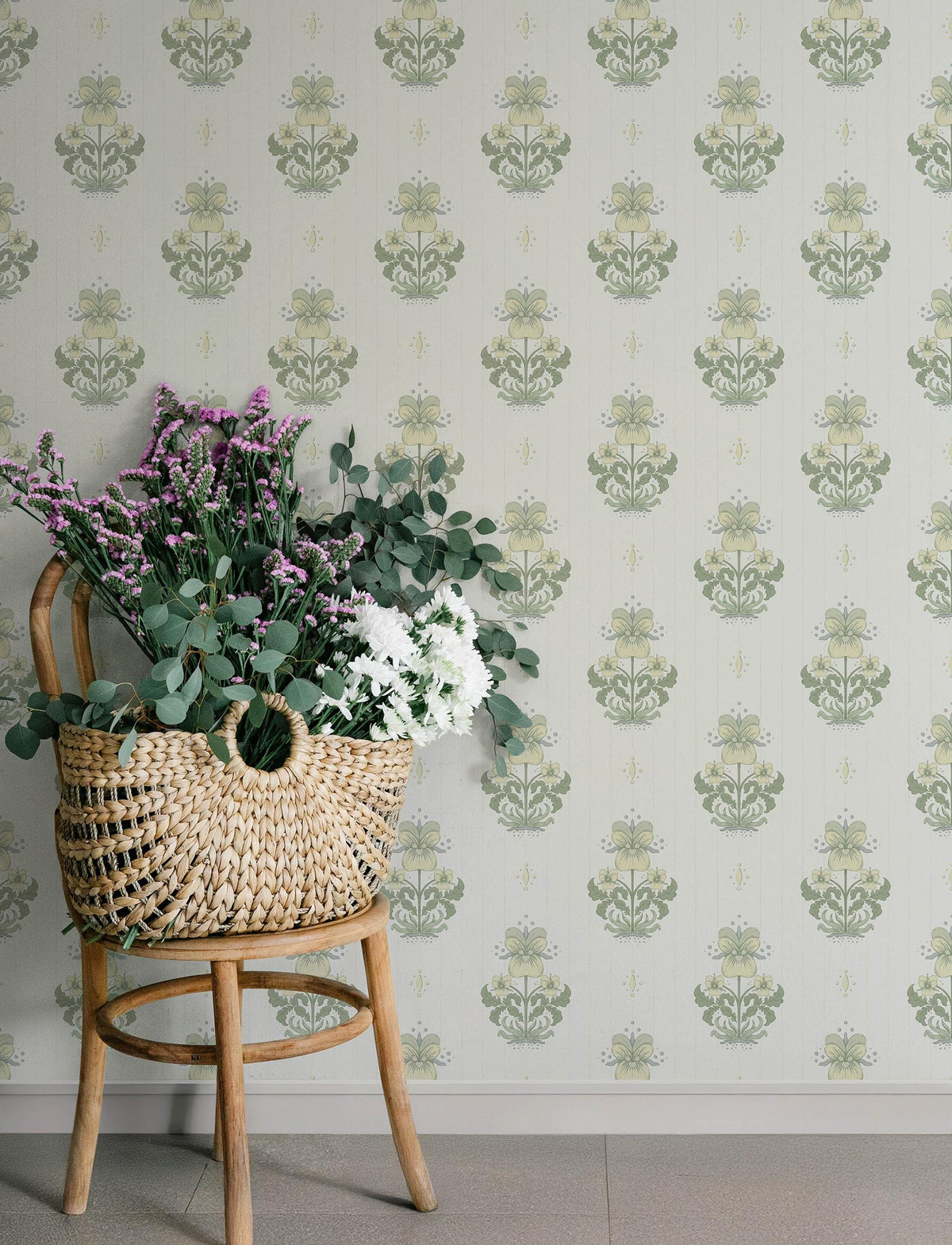 A-Street Prints Gullvie White Pansies Wallpaper