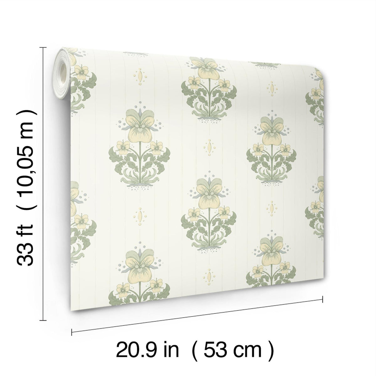A-Street Prints Gullvie White Pansies Wallpaper