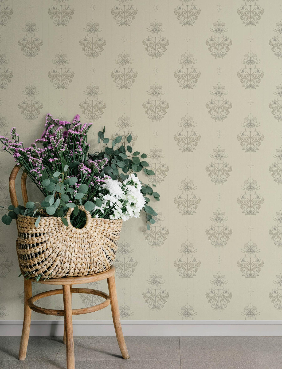 A-Street Prints Gullvie Cream Pansies Wallpaper