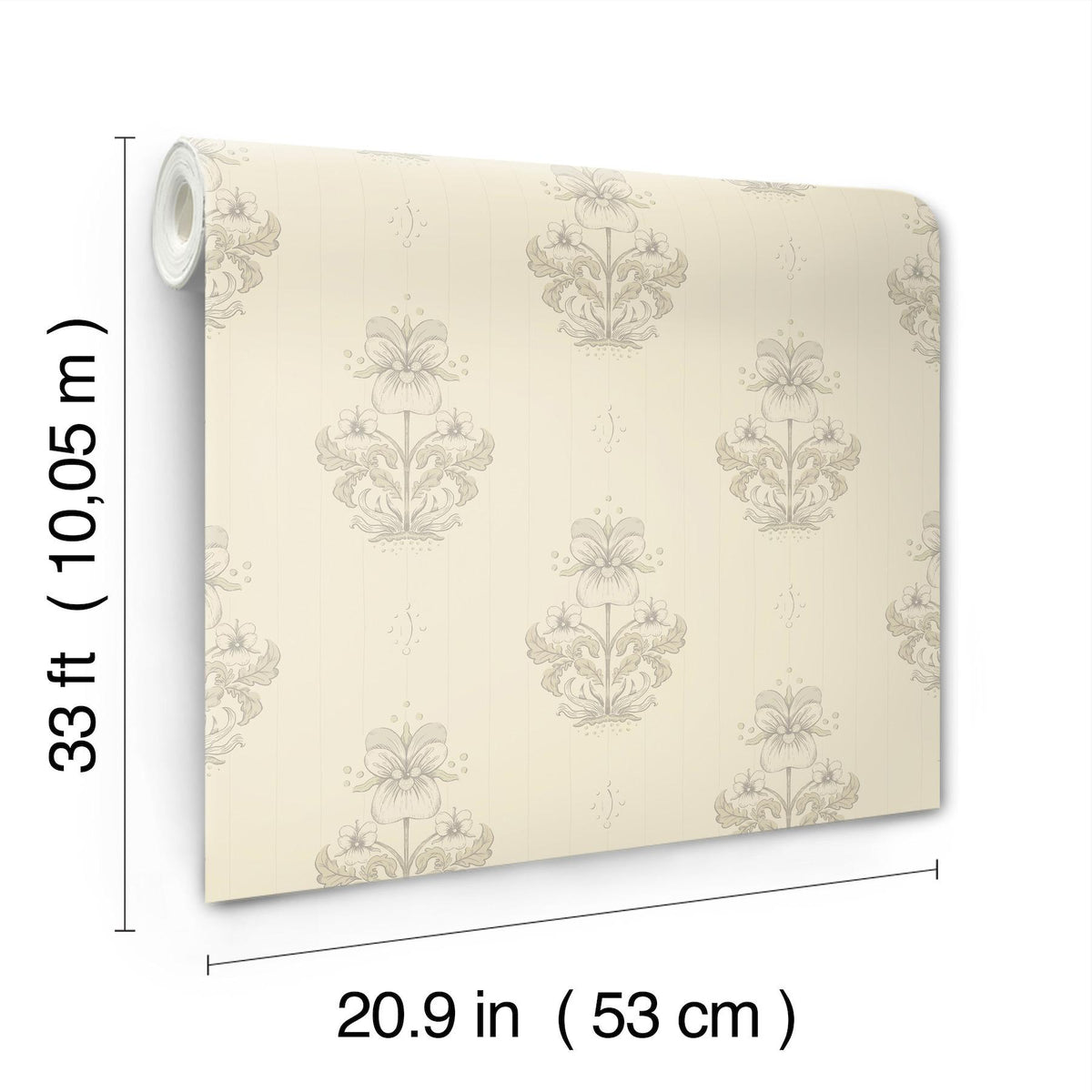 A-Street Prints Gullvie Cream Pansies Wallpaper