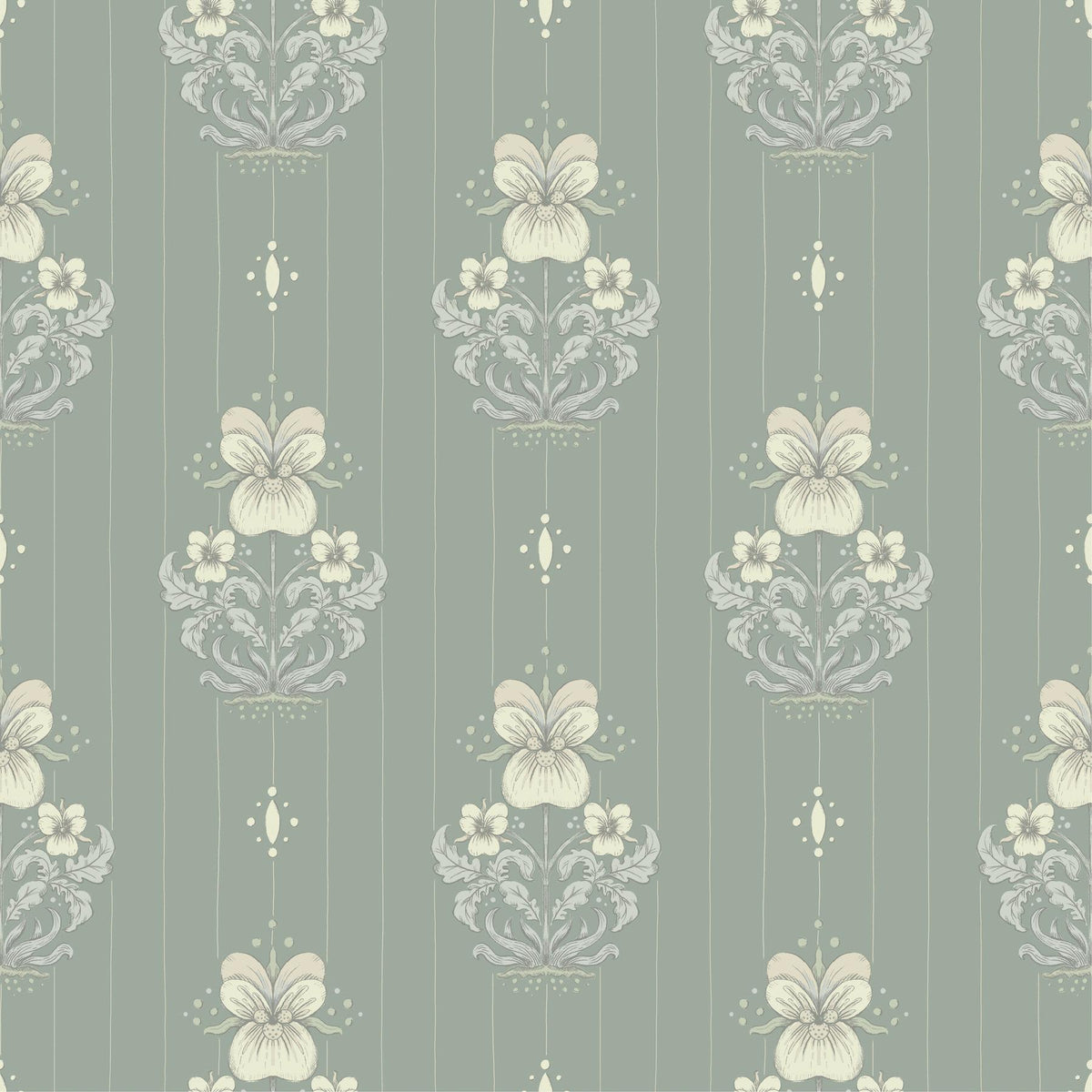 A-Street Prints Gullvie Seafoam Pansies Wallpaper