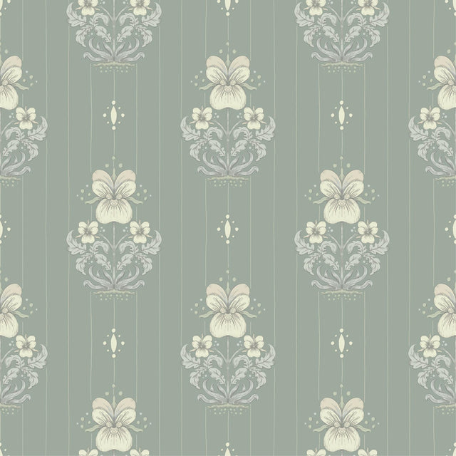 A-Street Prints Gullvie Seafoam Pansies Wallpaper