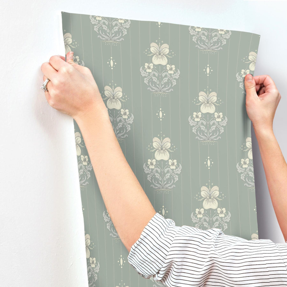 A-Street Prints Gullvie Seafoam Pansies Wallpaper
