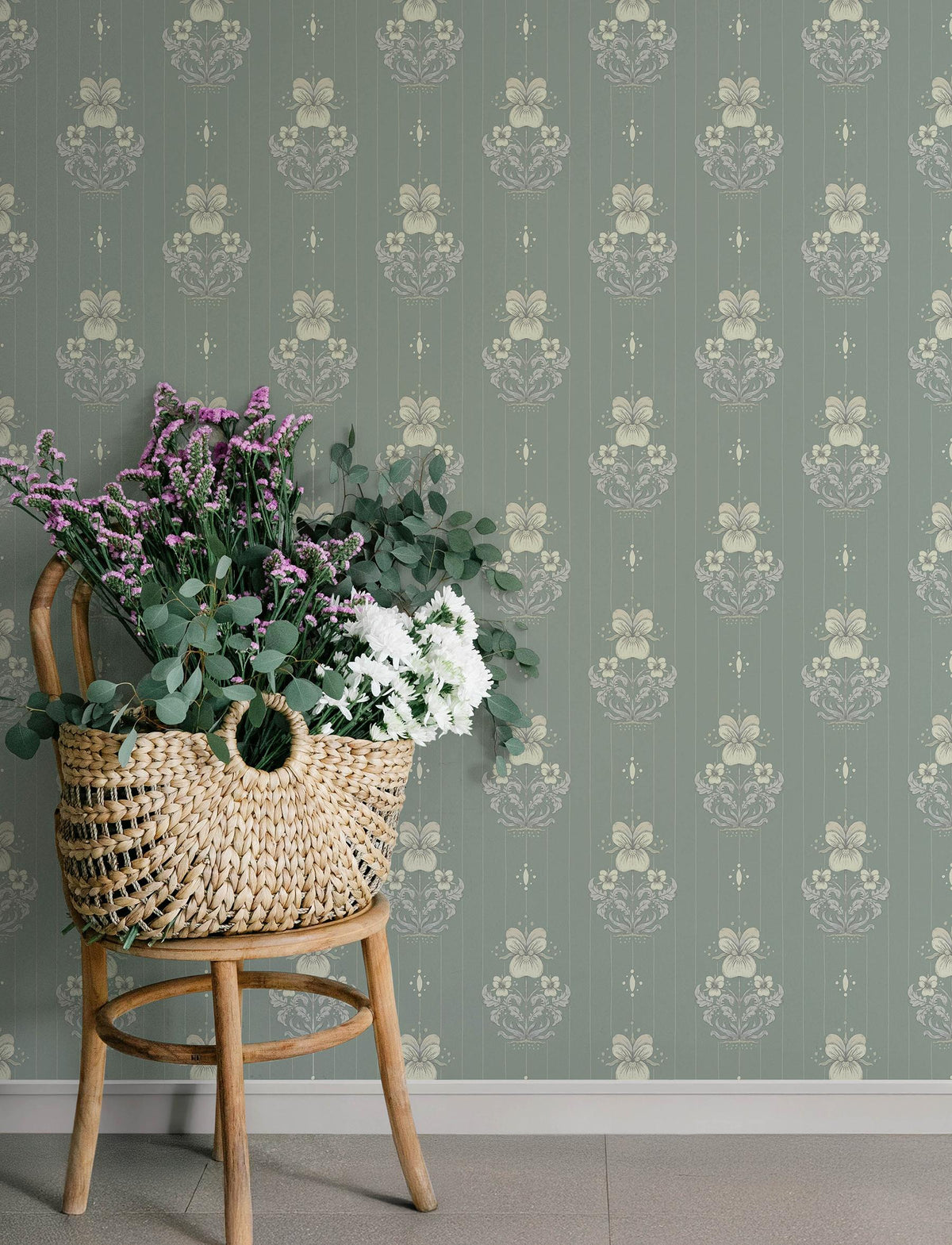 A-Street Prints Gullvie Seafoam Pansies Wallpaper