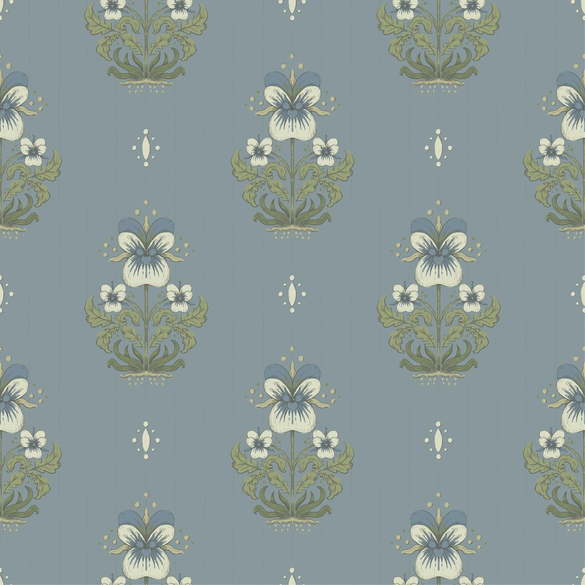 A-Street Prints Gullvie Light Blue Pansies Wallpaper