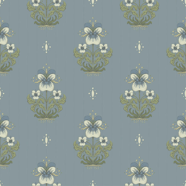 A-Street Prints Gullvie Light Blue Pansies Wallpaper