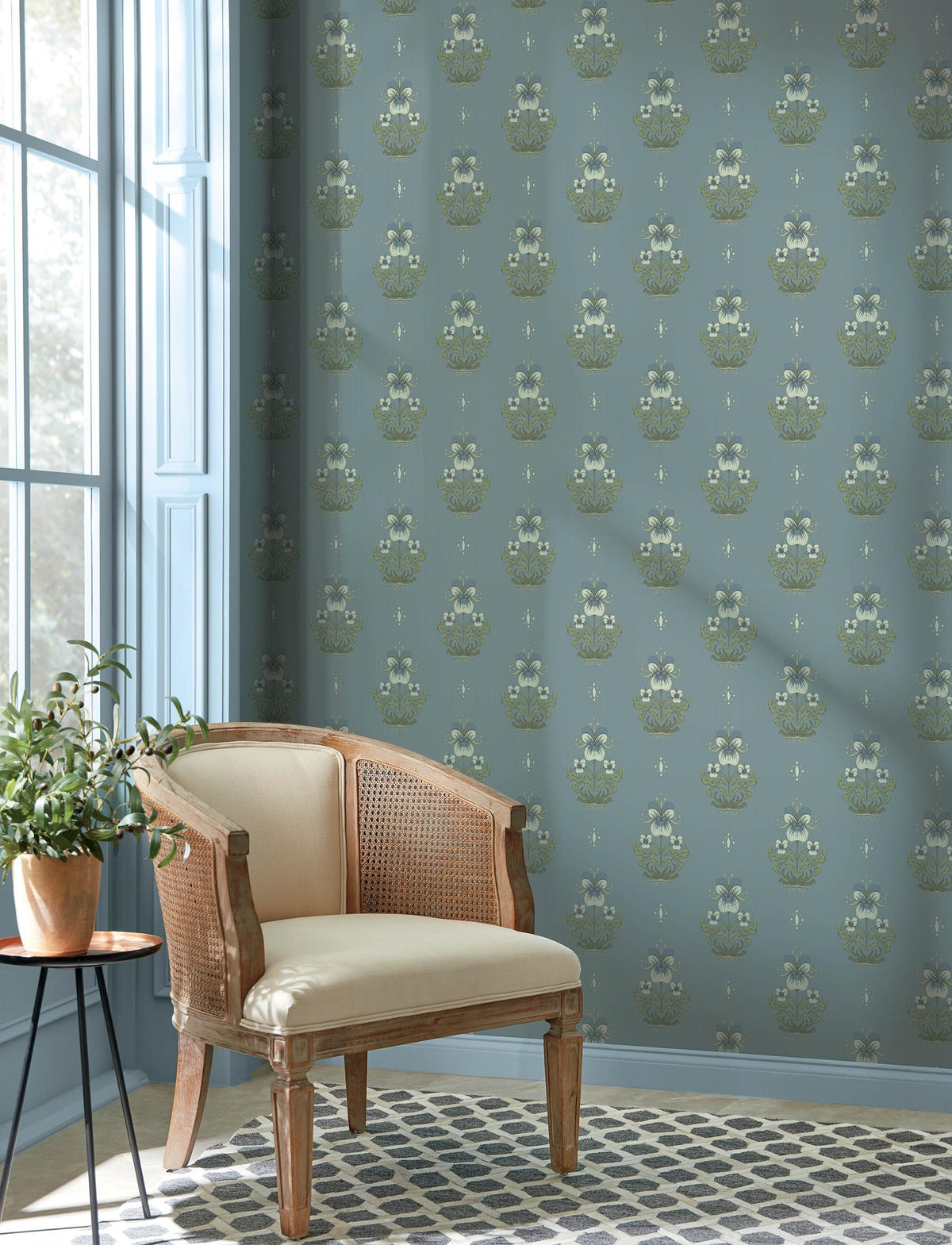 A-Street Prints Gullvie Light Blue Pansies Wallpaper
