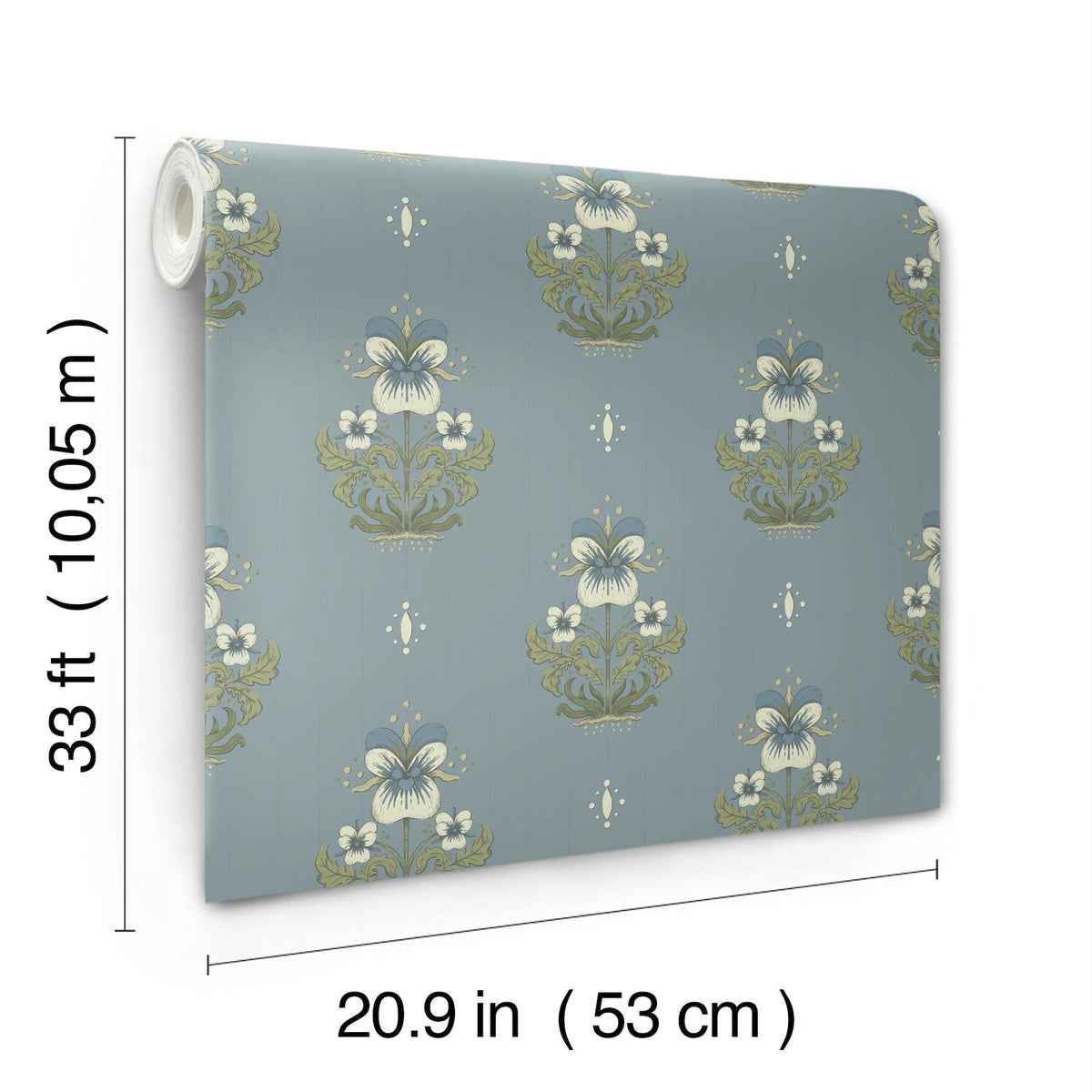 A-Street Prints Gullvie Light Blue Pansies Wallpaper