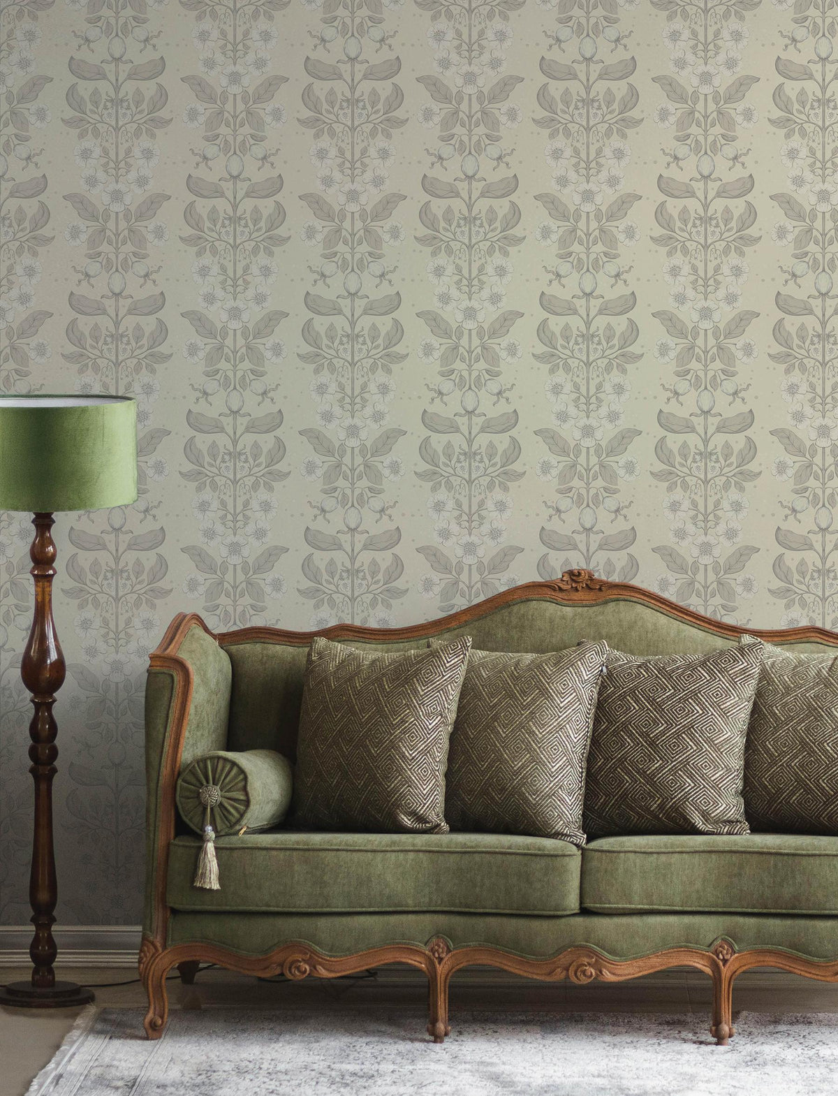 A-Street Prints Rosa Cream Floral Columns Wallpaper