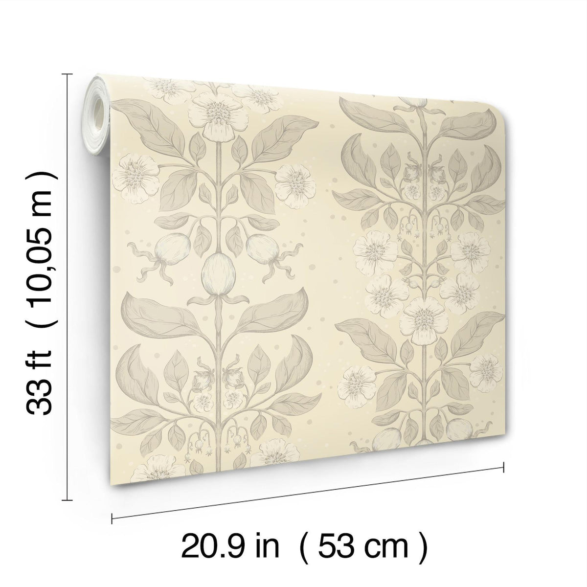 A-Street Prints Rosa Cream Floral Columns Wallpaper