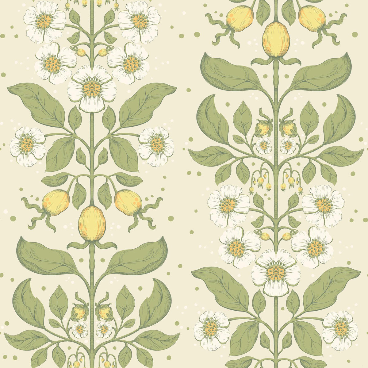 A-Street Prints Rosa Green Floral Columns Wallpaper