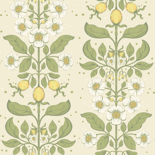 A-Street Prints Rosa Green Floral Columns Wallpaper