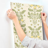 A-Street Prints Rosa Green Floral Columns Wallpaper