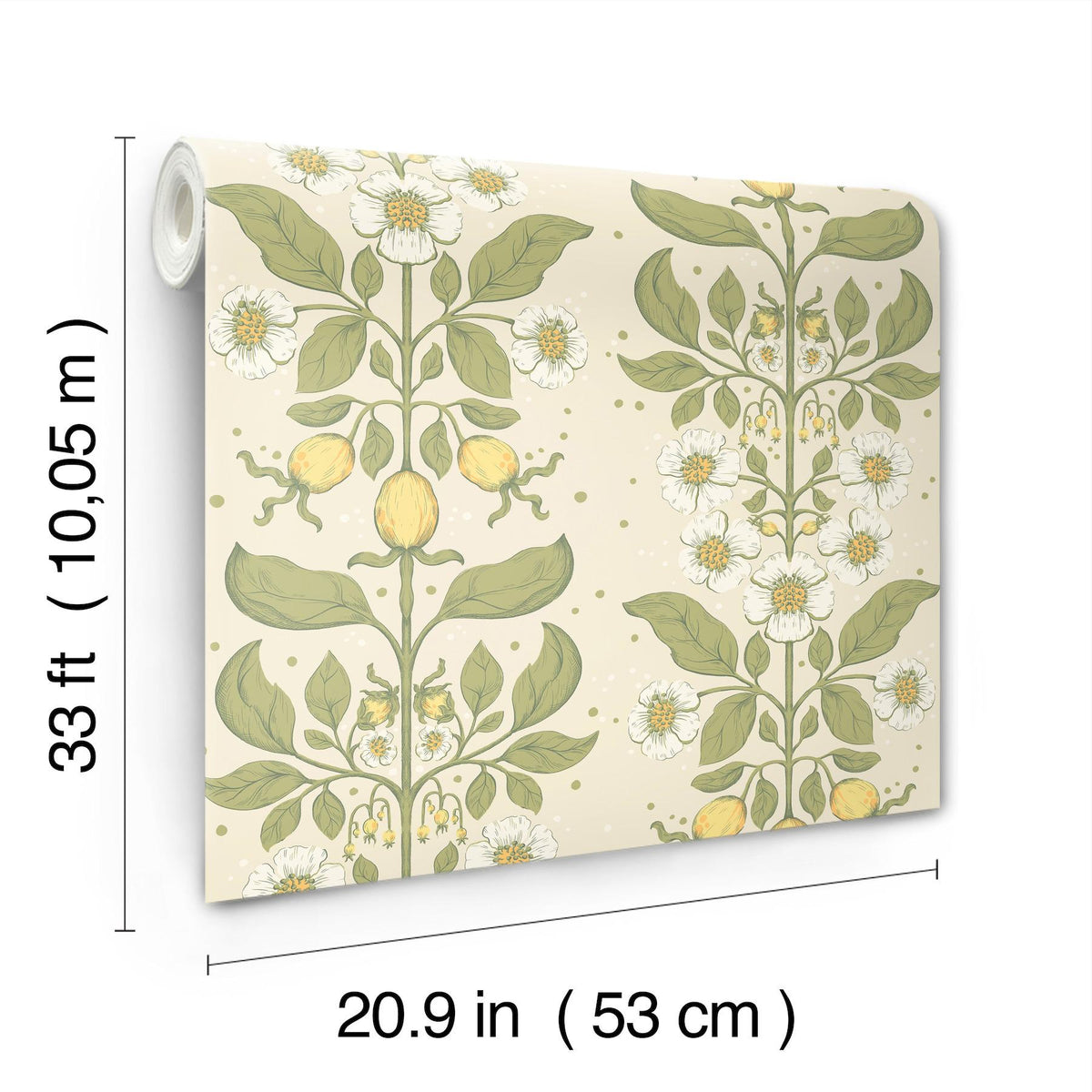 A-Street Prints Rosa Green Floral Columns Wallpaper