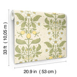 A-Street Prints Rosa Green Floral Columns Wallpaper