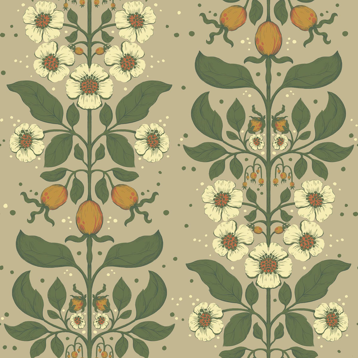 A-Street Prints Rosa Light Brown Floral Columns Wallpaper