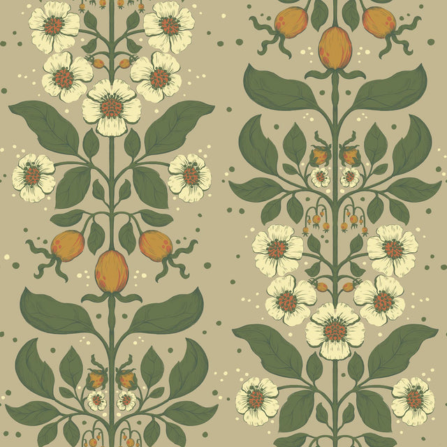 A-Street Prints Rosa Light Brown Floral Columns Wallpaper
