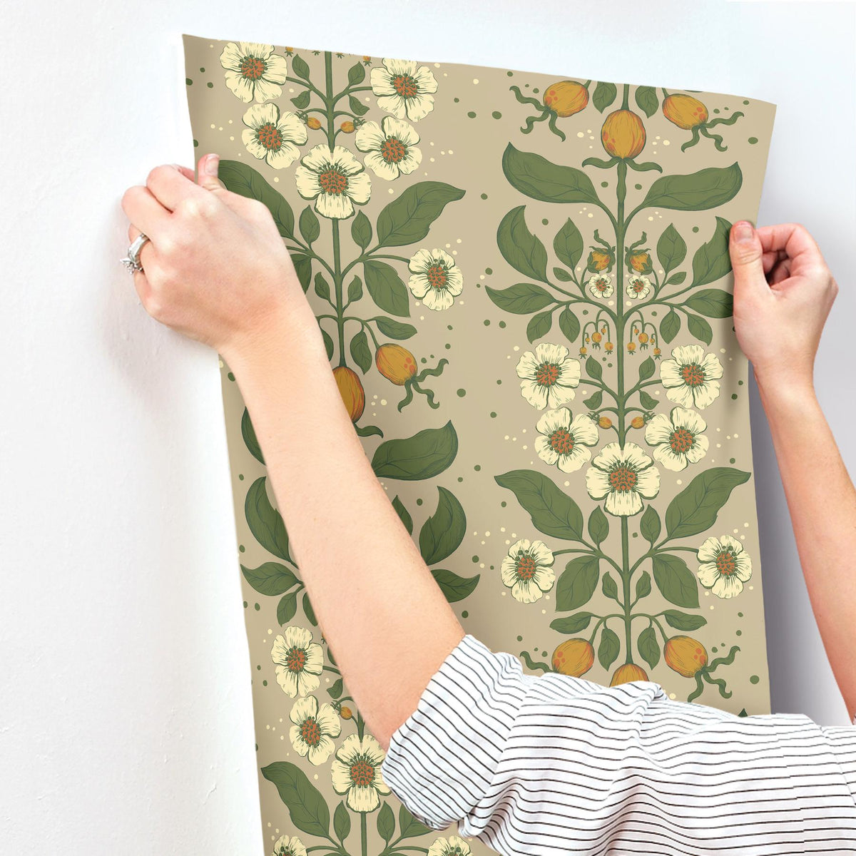A-Street Prints Rosa Light Brown Floral Columns Wallpaper