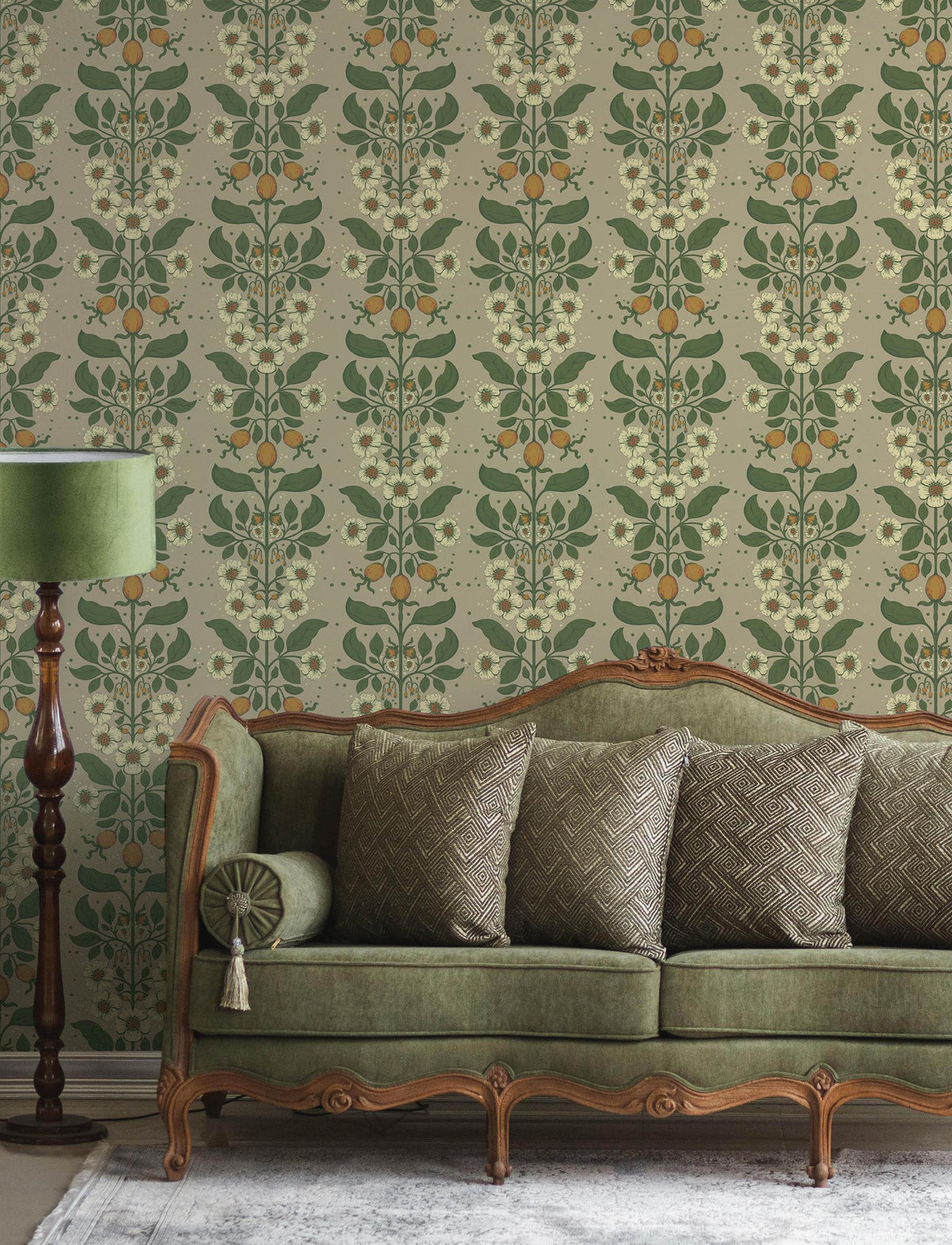 A-Street Prints Rosa Light Brown Floral Columns Wallpaper