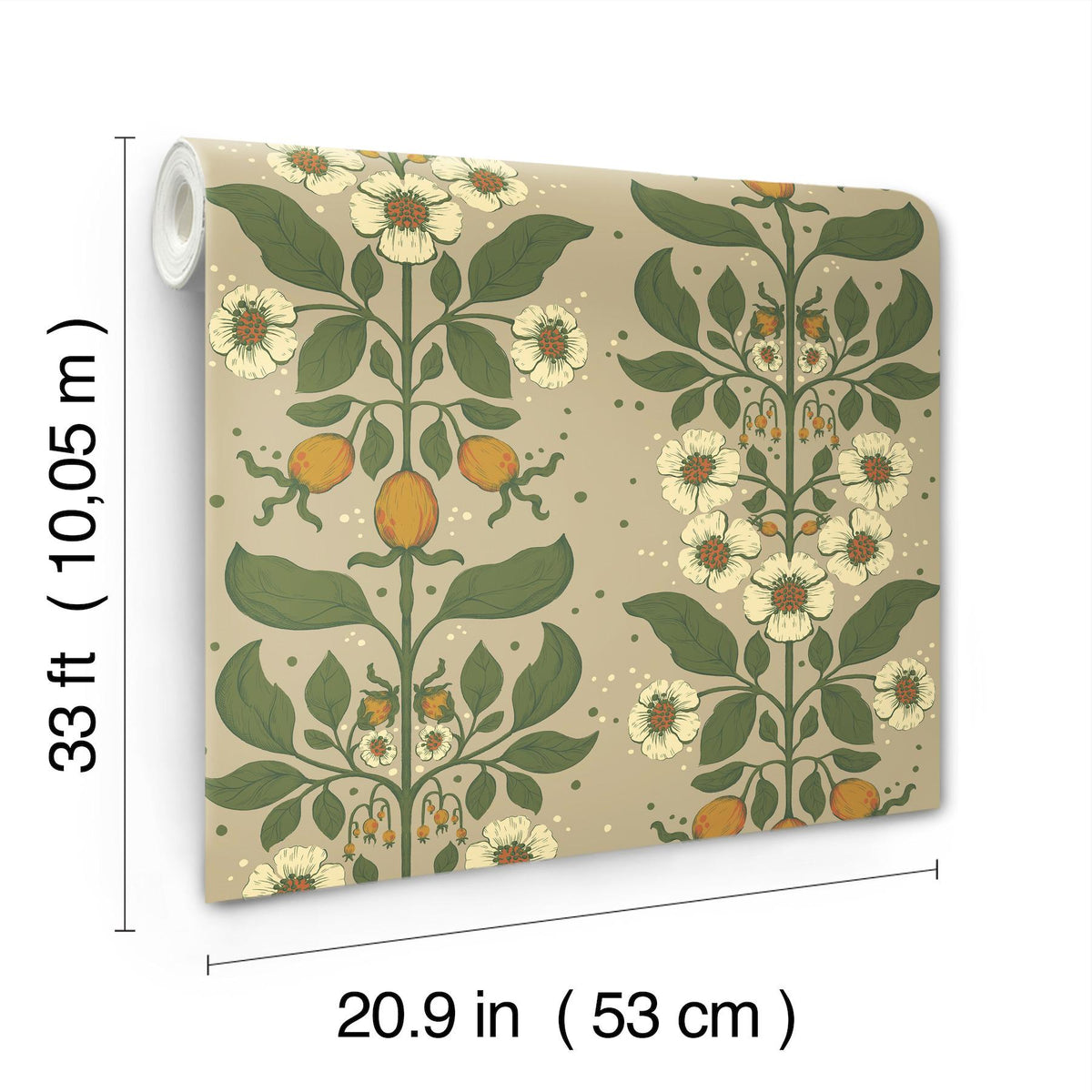 A-Street Prints Rosa Light Brown Floral Columns Wallpaper